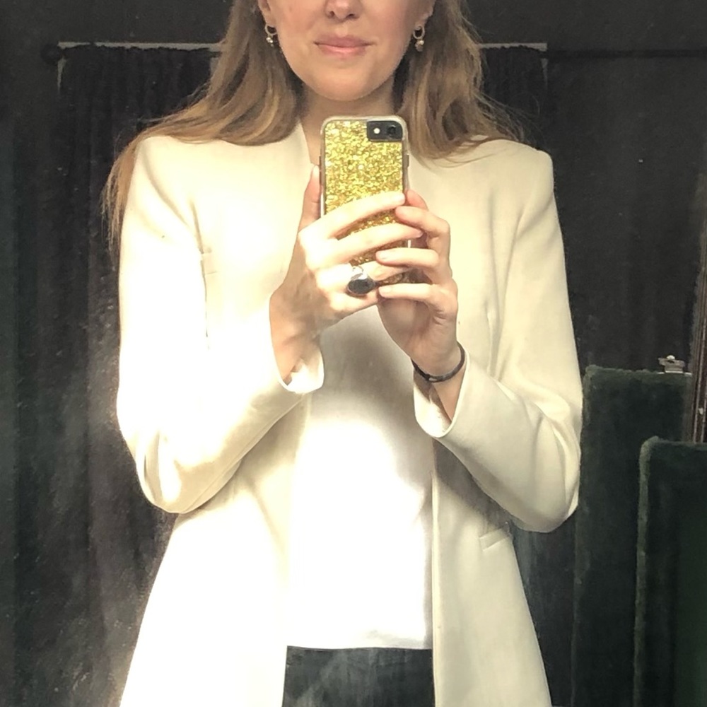 Popular ZARA Inverted Lapel Blazer in Ecru ASO Kate Middleton, Royal, Size Small - Picture 4 of 12